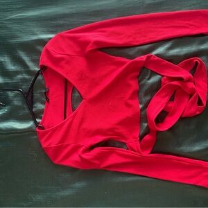 Vibrant Red Long Sleeve Crop Top